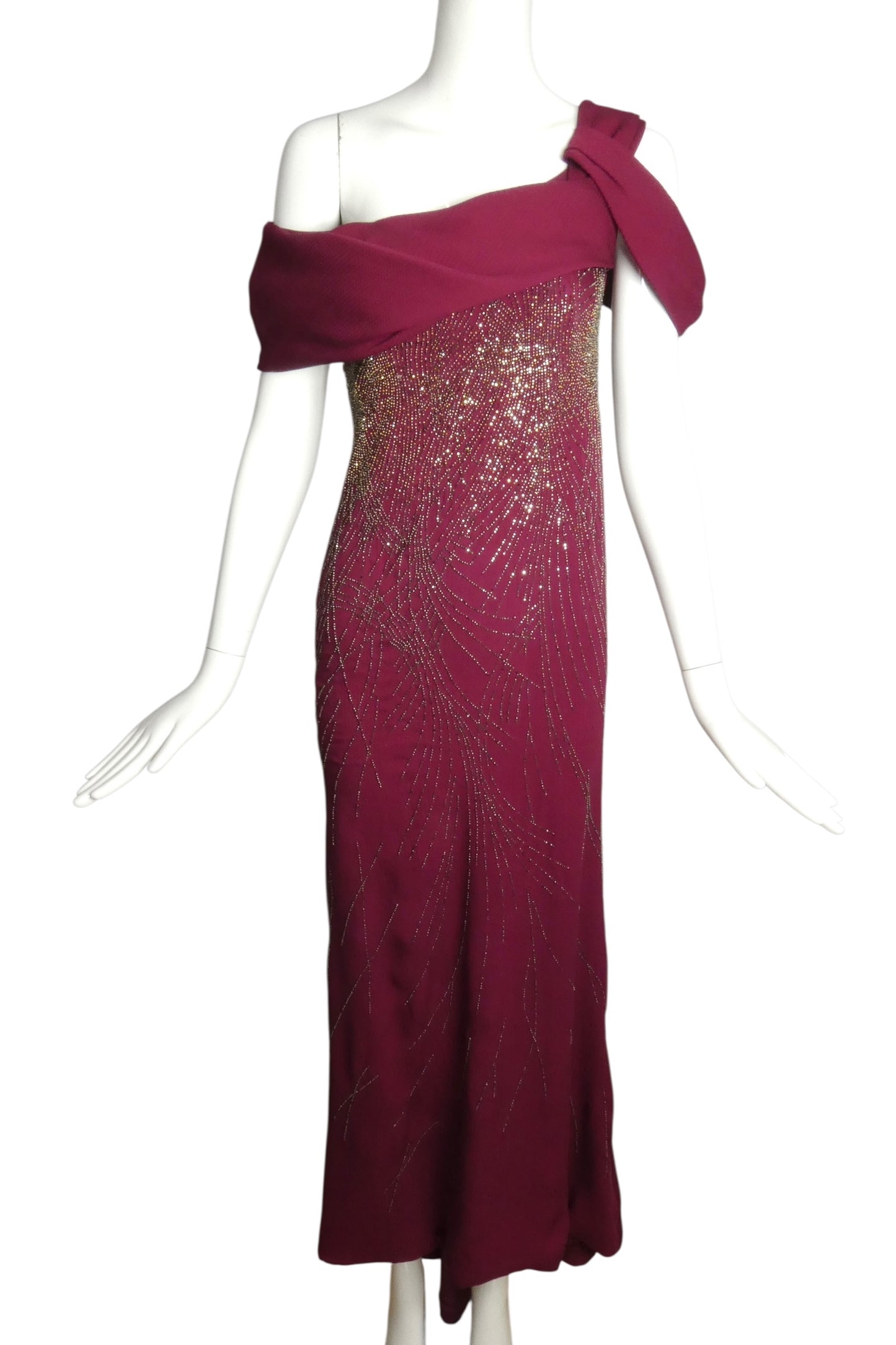 CAROLINA HERRERA- 2010 Beaded Crepe Evening Gown, Size 4P