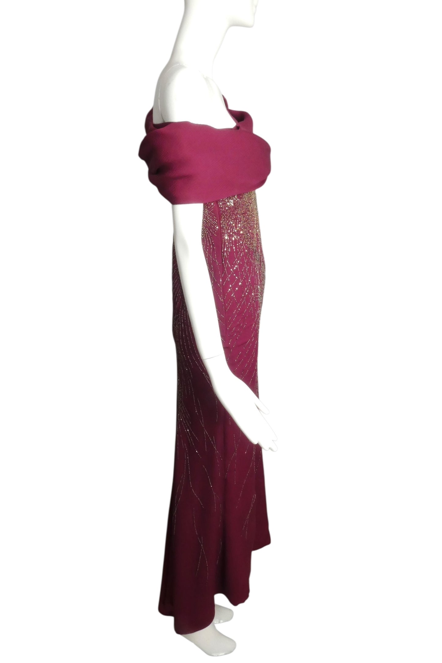 CAROLINA HERRERA- 2010 Beaded Crepe Evening Gown, Size 4P