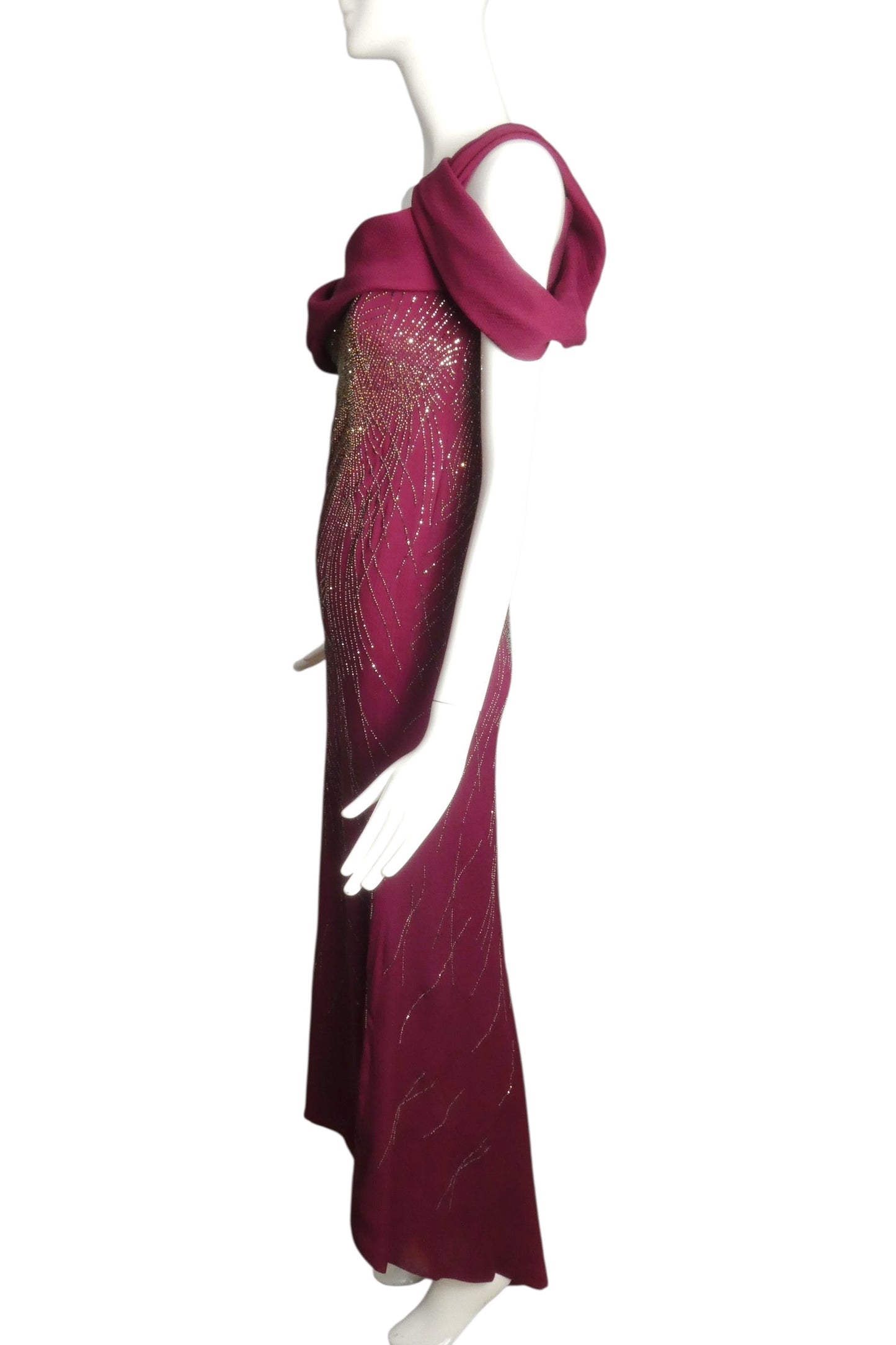 CAROLINA HERRERA- 2010 Beaded Crepe Evening Gown, Size 4P