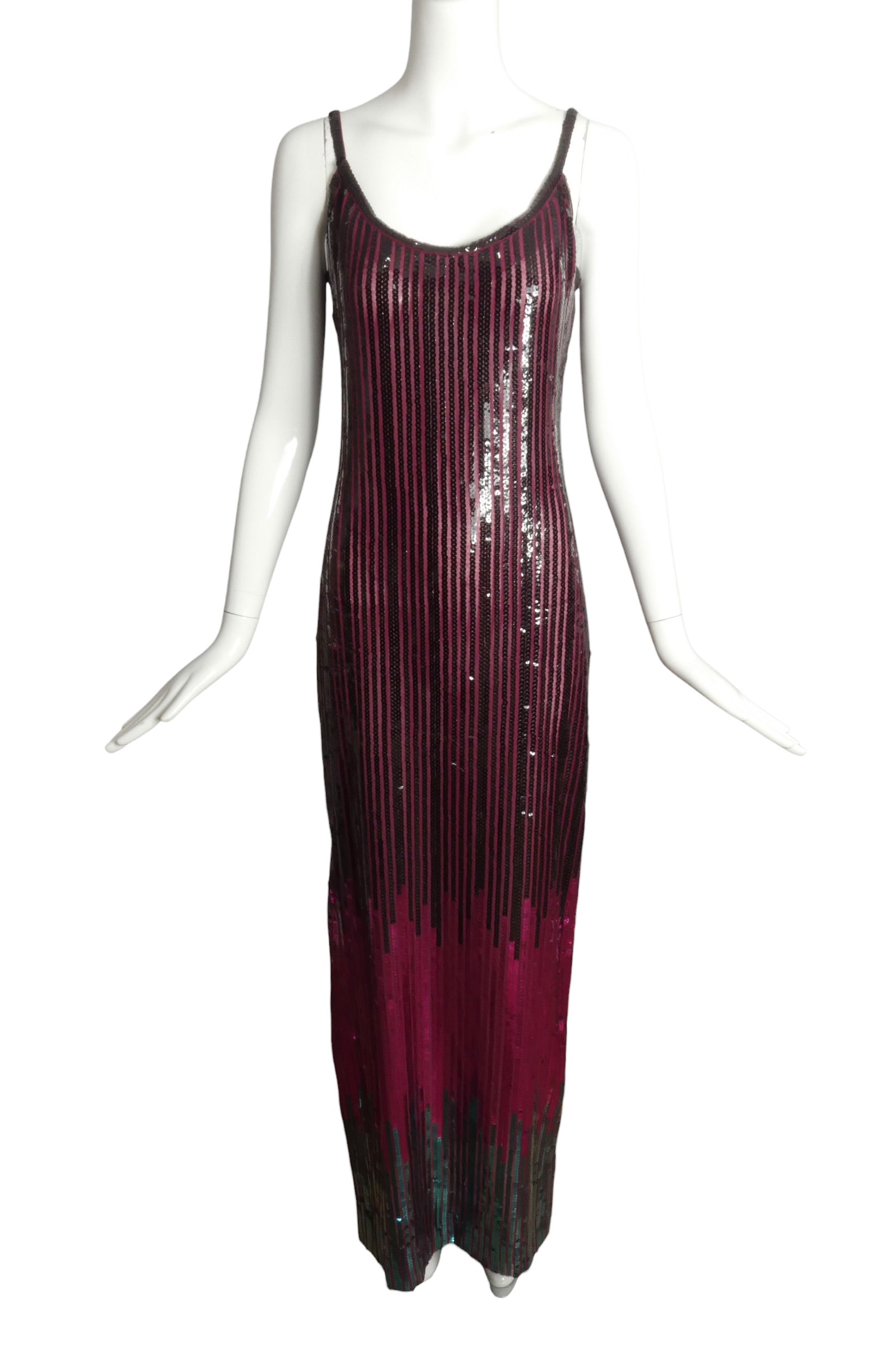 1970s sequin dress Purple 1970s Solid Sequined Skinny Dress