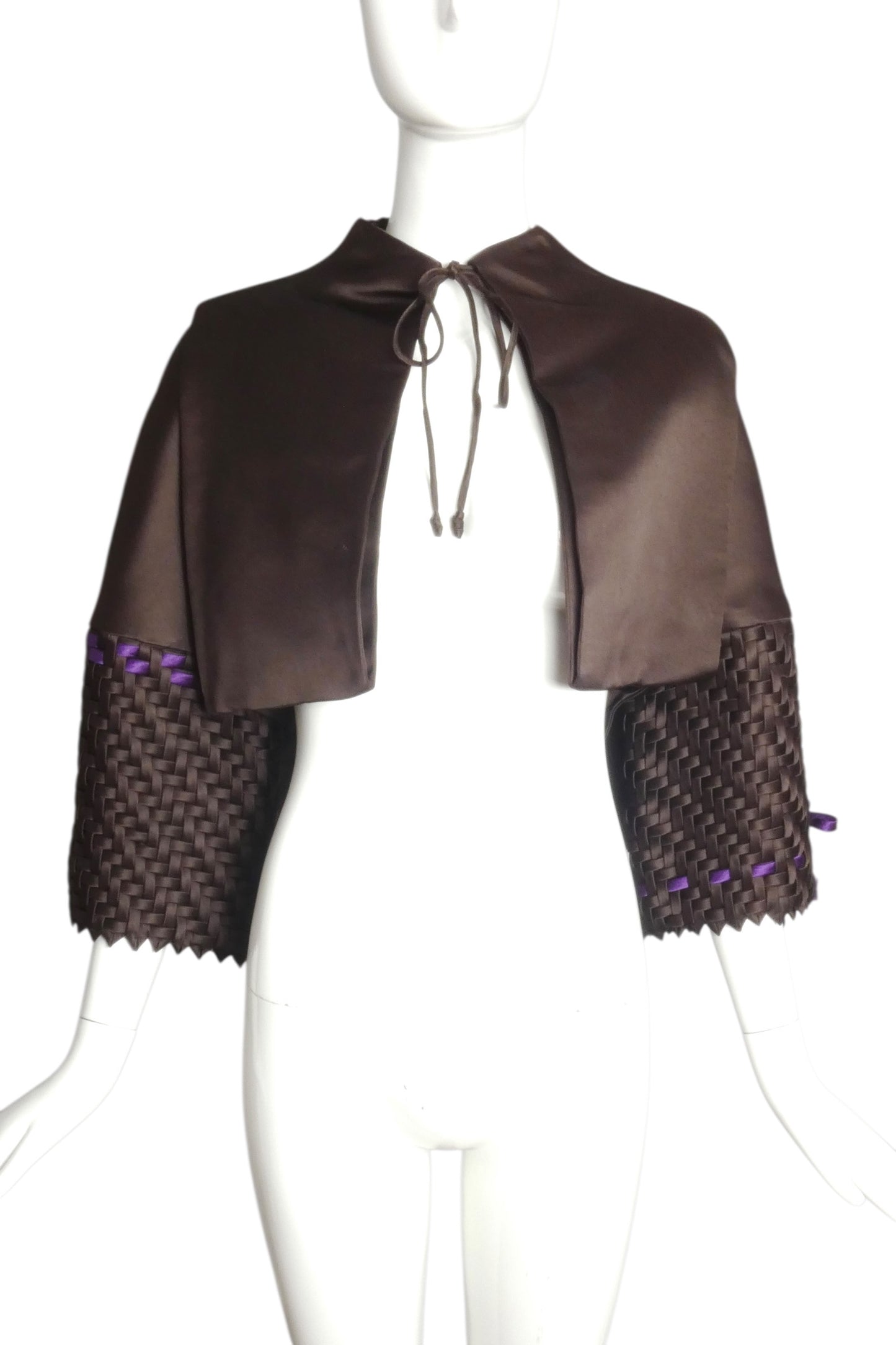 CHADO- Brown Satin Basket Weave Jacket, Size 8