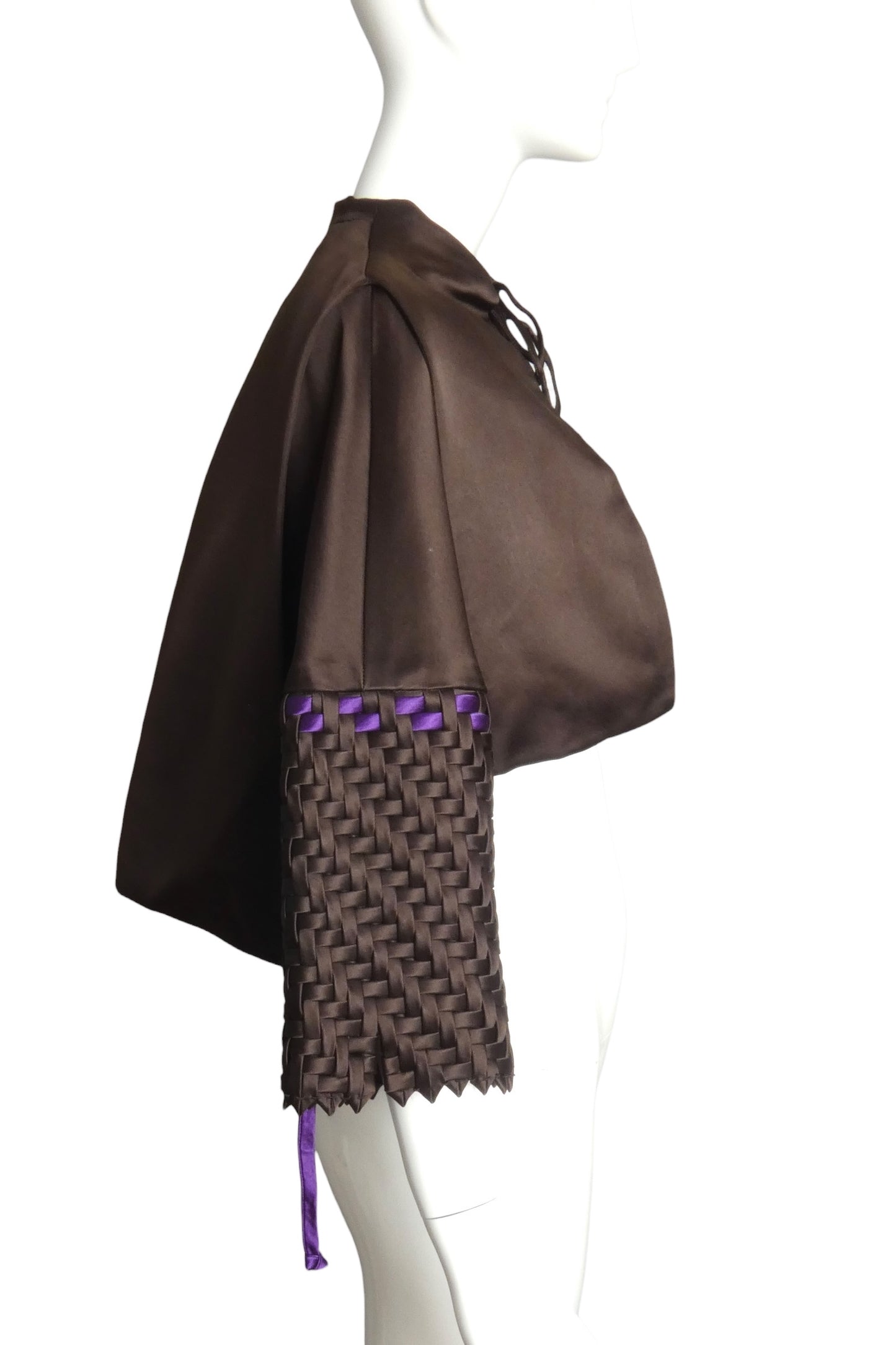 CHADO- Brown Satin Basket Weave Jacket, Size 8