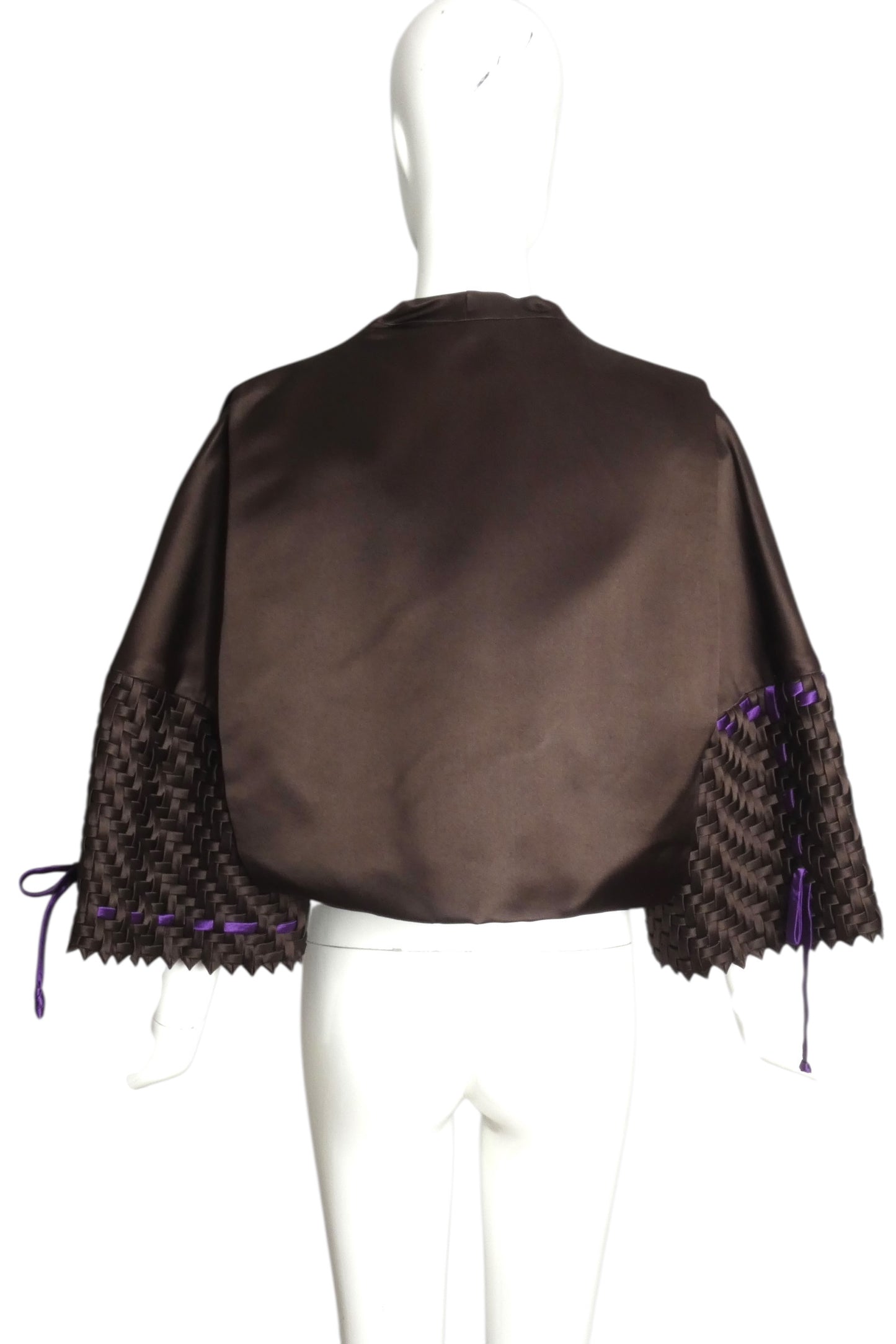 CHADO- Brown Satin Basket Weave Jacket, Size 8