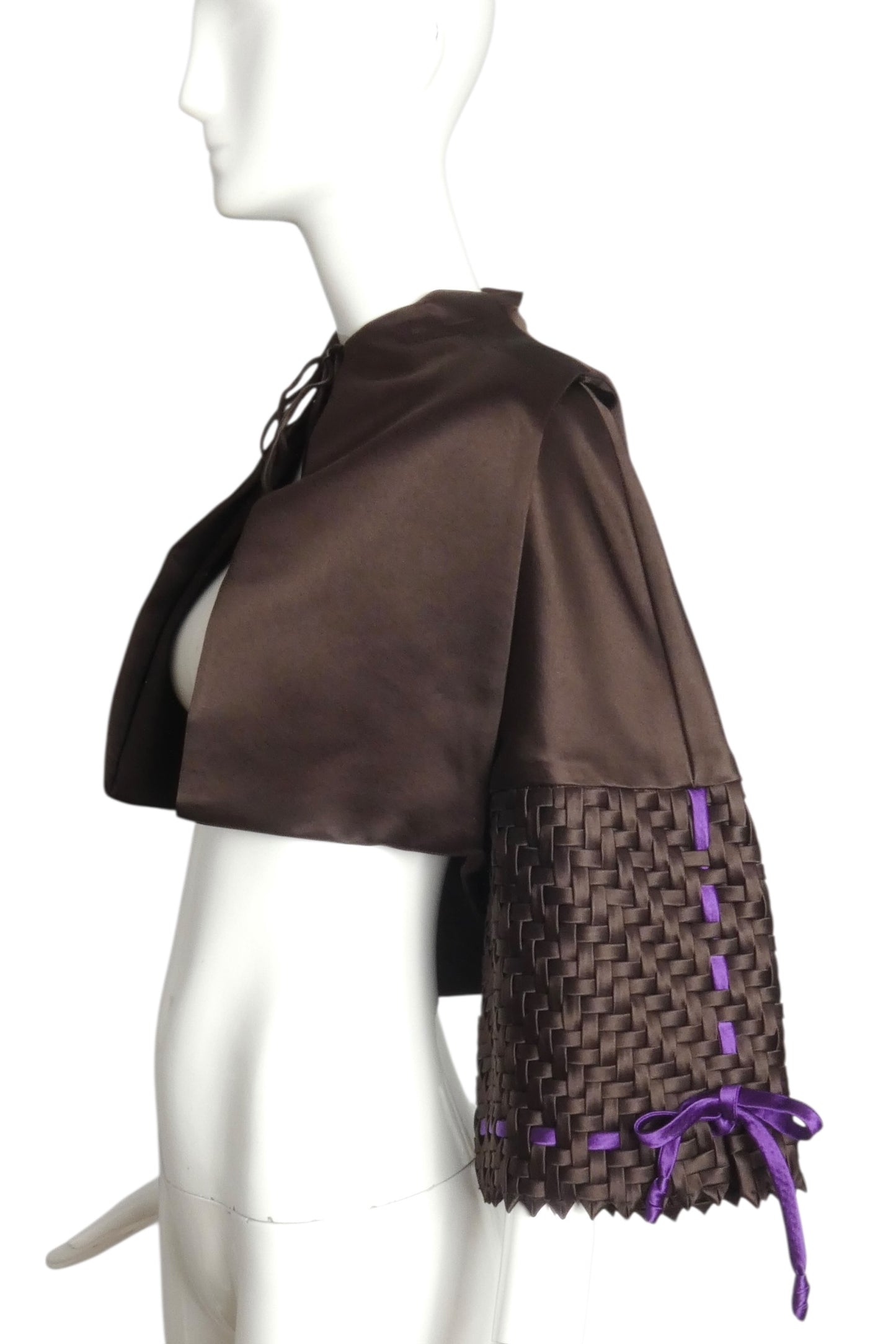 CHADO- Brown Satin Basket Weave Jacket, Size 8