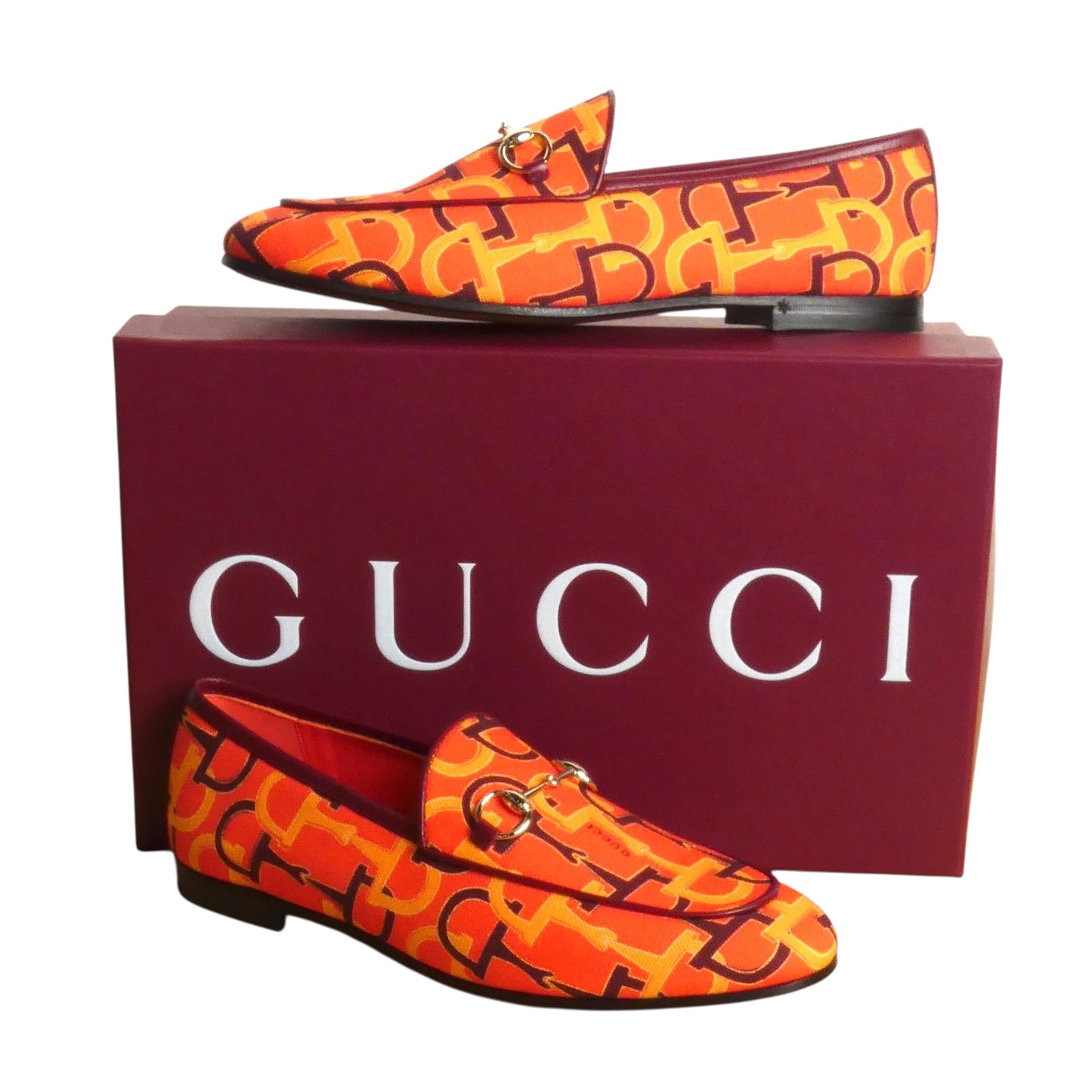 GUCCI- NIB Orange Jordaan Loafers, Multiple Sizes Available