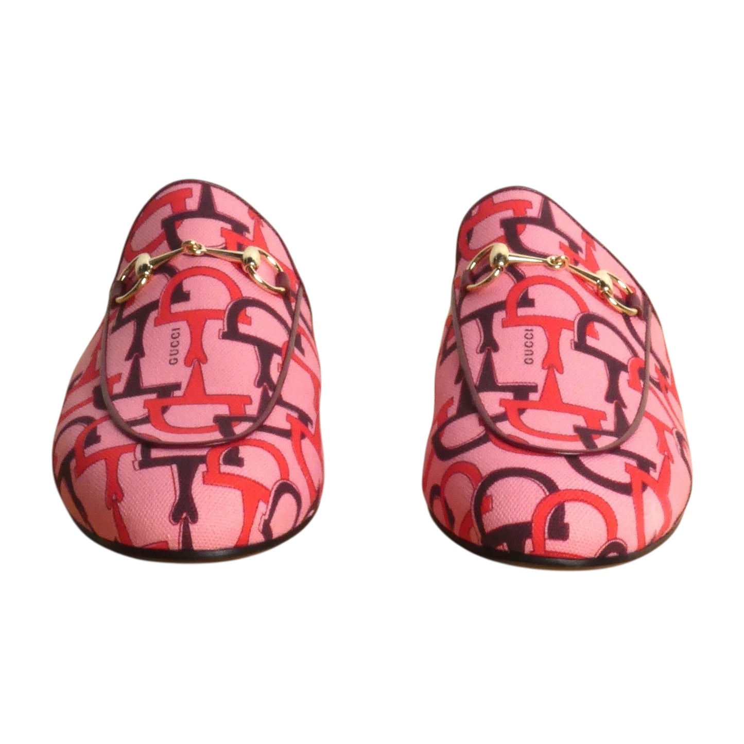 GUCCI- NIB Pink Princetown Horsebit Print Mules, Multiple Sizes Available