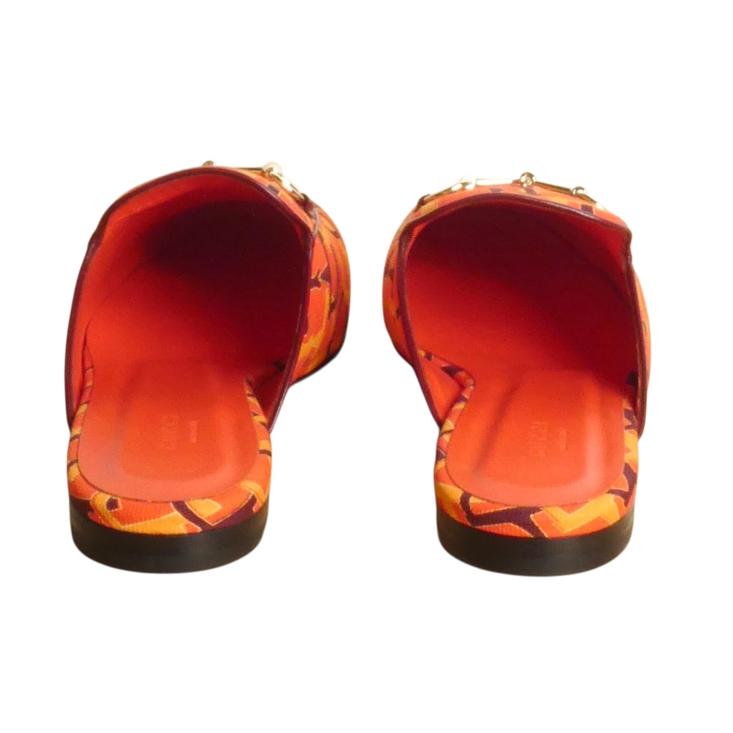 GUCCI- NIB Orange Princetown Horsebit Print Mules, Multiple Sizes Available