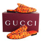 GUCCI- NIB Orange Princetown Horsebit Print Mules, Multiple Sizes Available