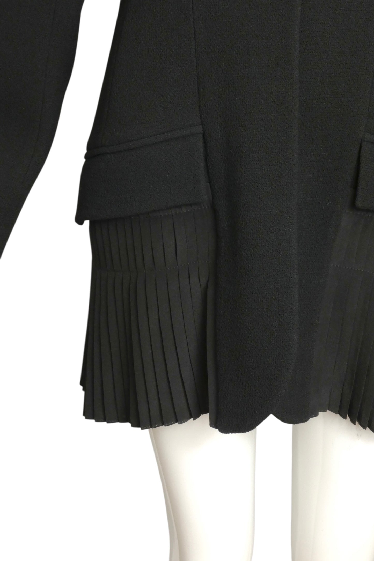 CHRISTIAN DIOR- 2016 Black Wool & Pleated Chiffon Blazer, Size 12