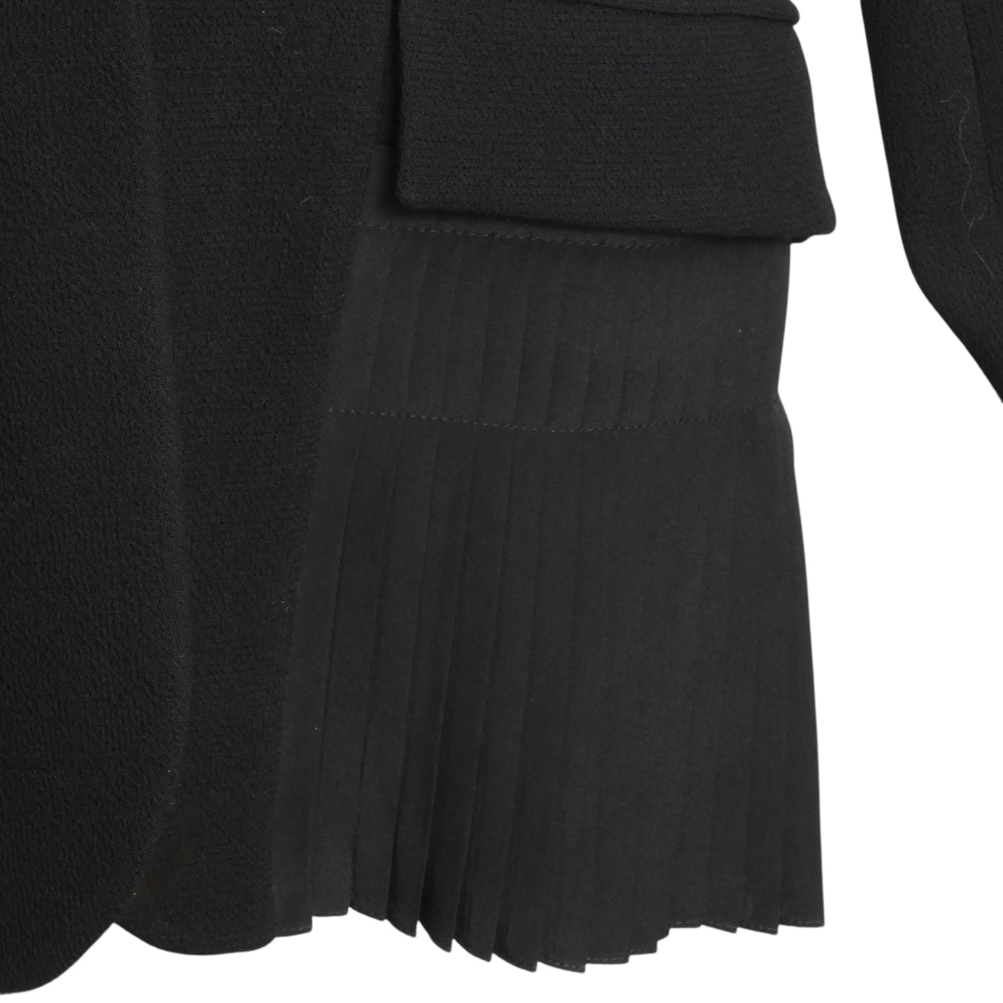 CHRISTIAN DIOR- 2016 Black Wool & Pleated Chiffon Blazer, Size 12