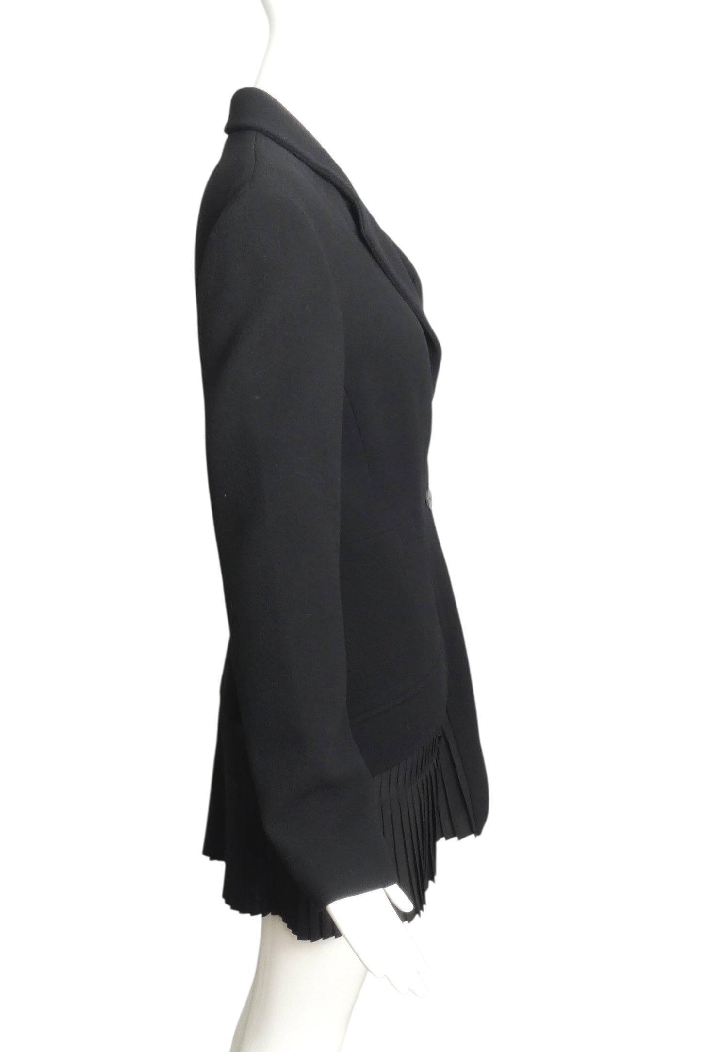 CHRISTIAN DIOR- 2016 Black Wool & Pleated Chiffon Blazer, Size 12