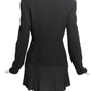 CHRISTIAN DIOR- 2016 Black Wool & Pleated Chiffon Blazer, Size 12