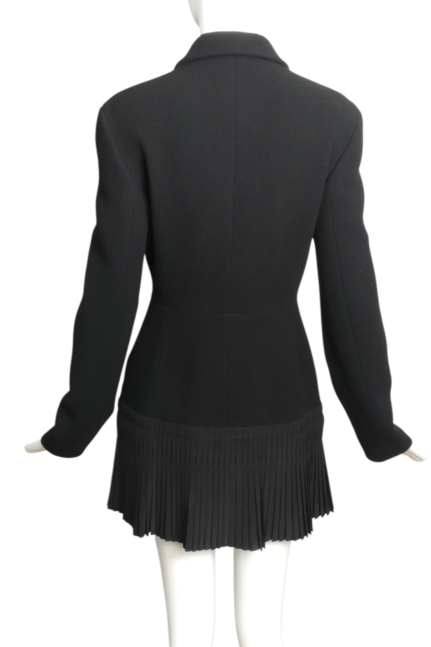 CHRISTIAN DIOR- 2016 Black Wool & Pleated Chiffon Blazer, Size 12
