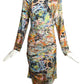 DSQUARED2- 2022 Printed Knit Shirred Dress, Size XL