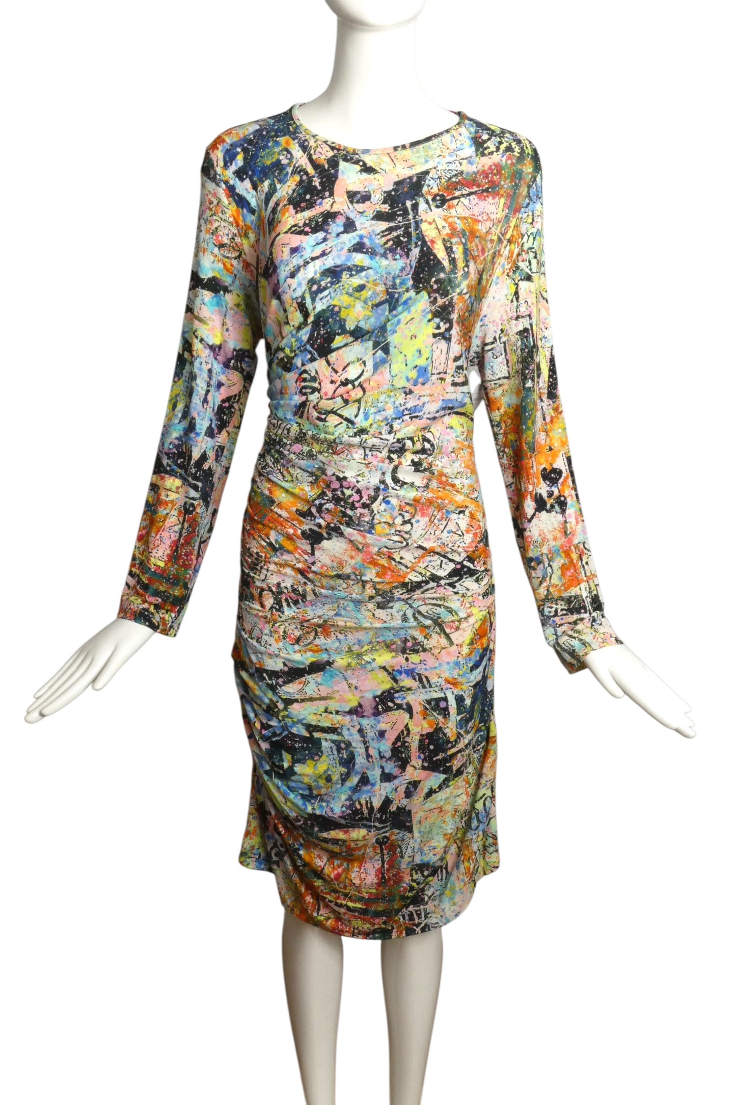 DSQUARED2- 2022 Printed Knit Shirred Dress, Size XL