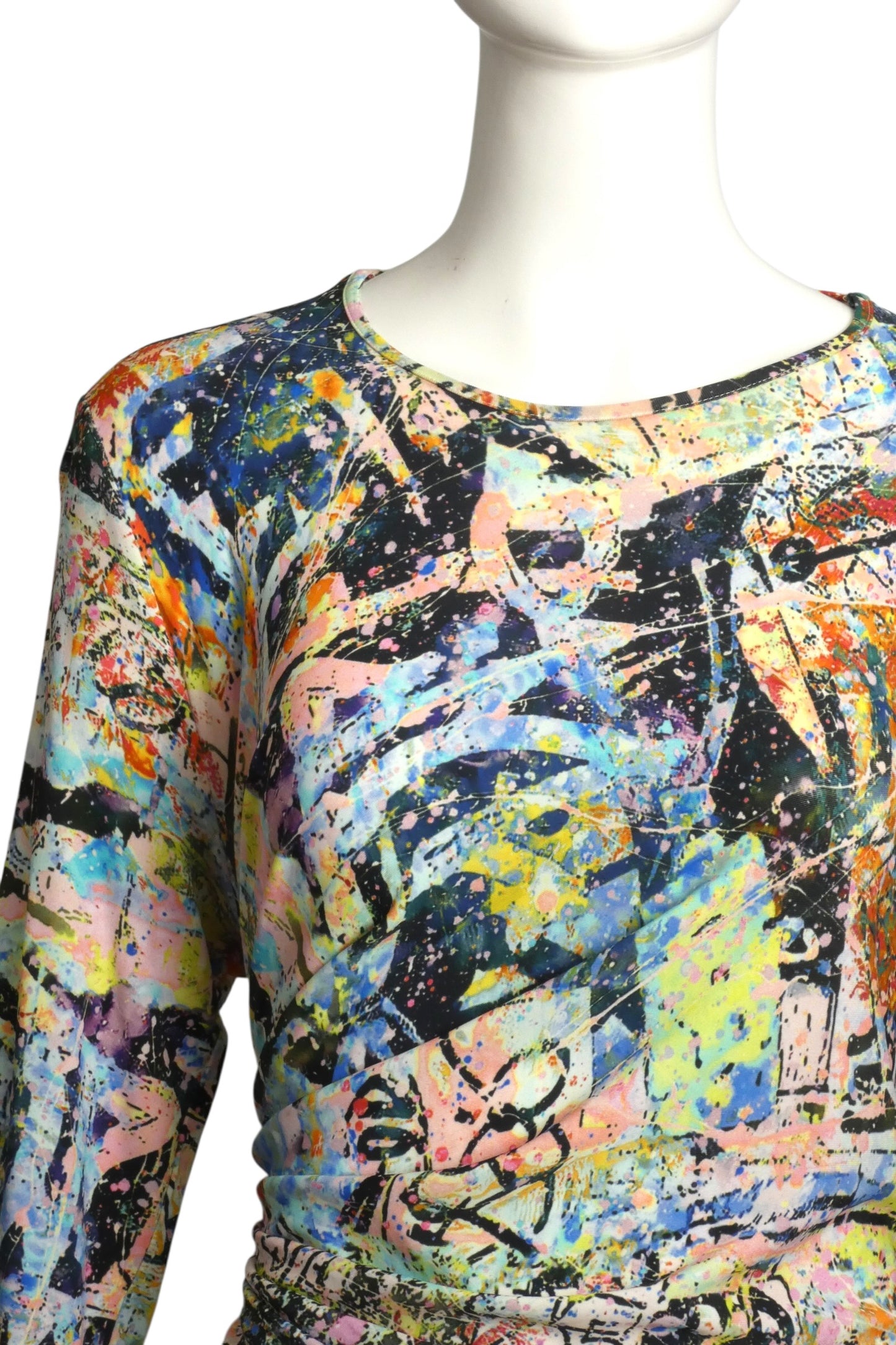 DSQUARED2- 2022 Printed Knit Shirred Dress, Size XL