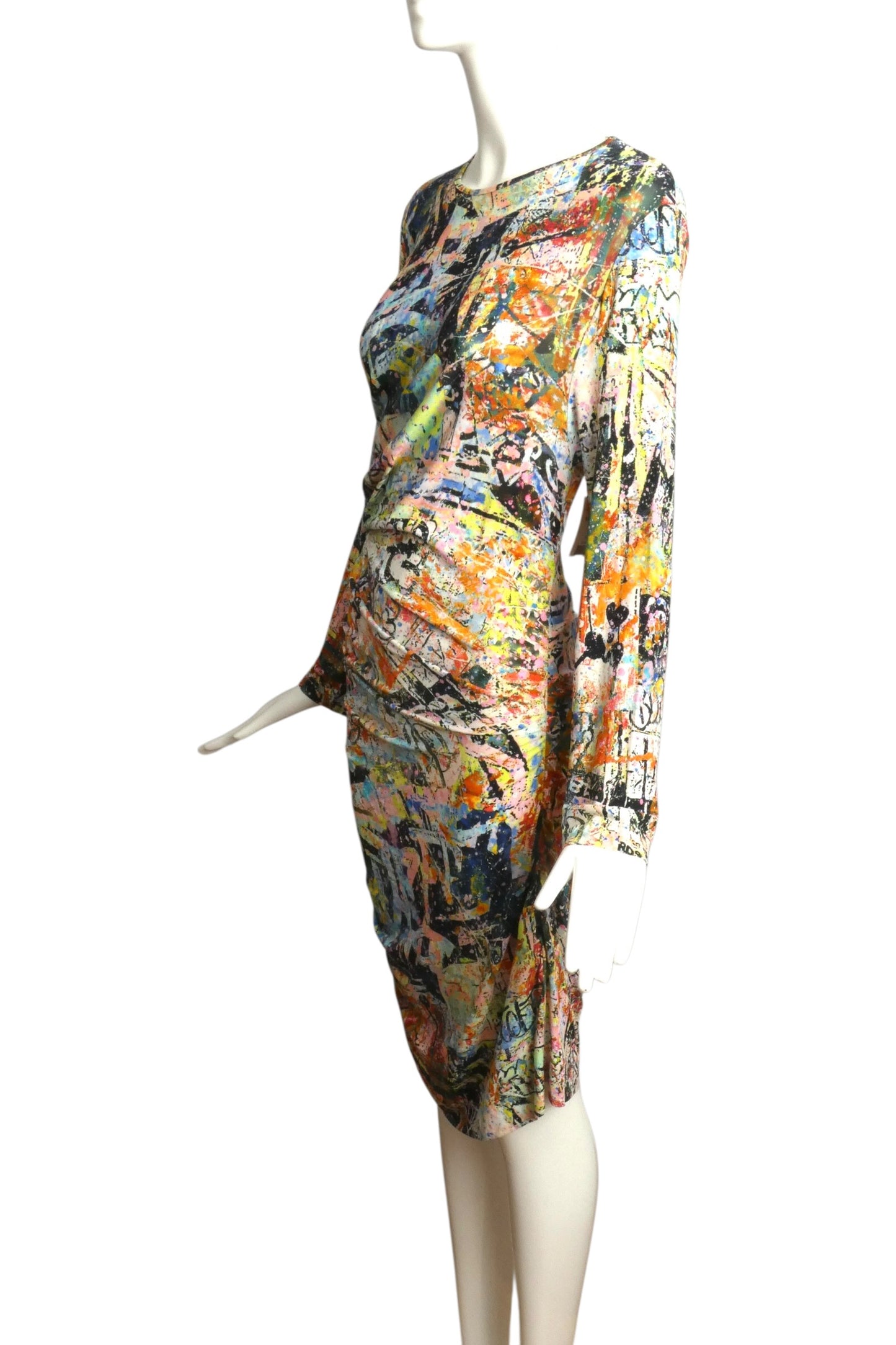 DSQUARED2- 2022 Printed Knit Shirred Dress, Size XL