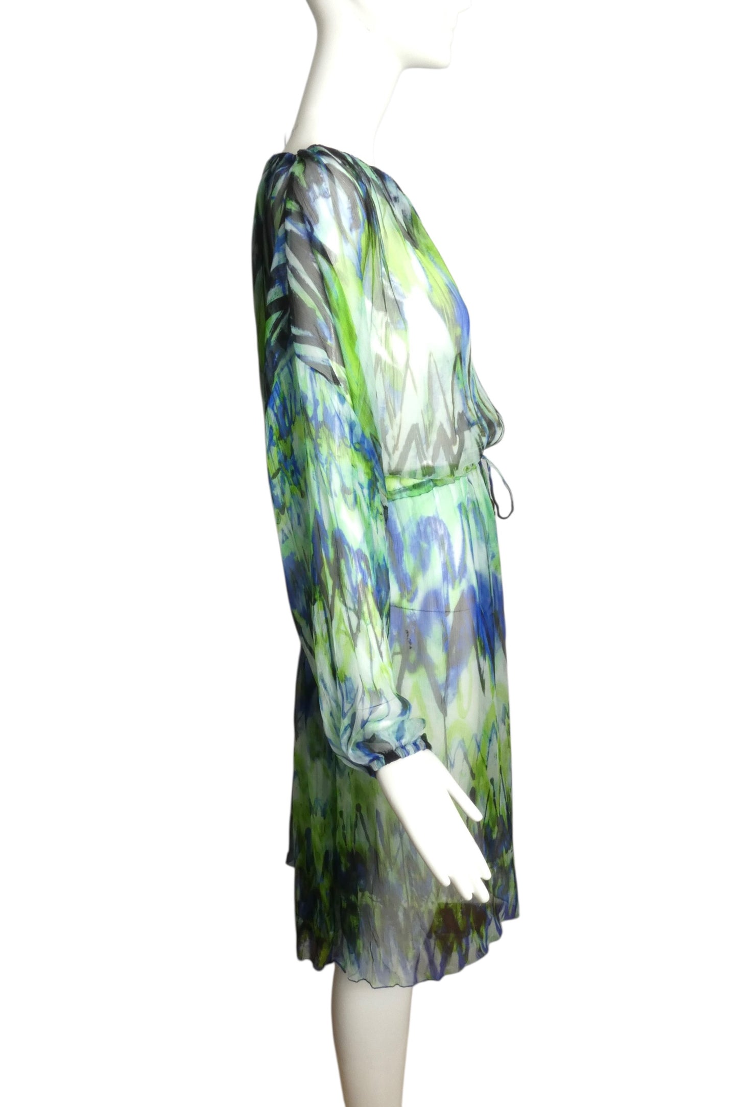 Printed Chiffon Dress, Size Small