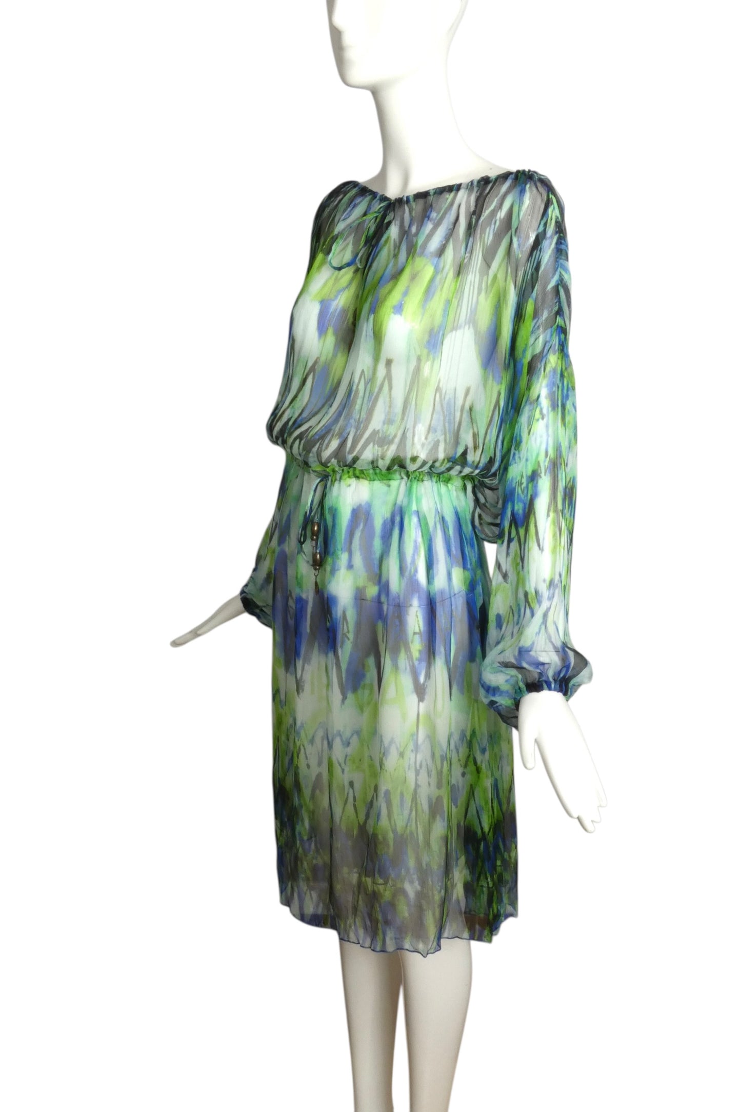 Printed Chiffon Dress, Size Small
