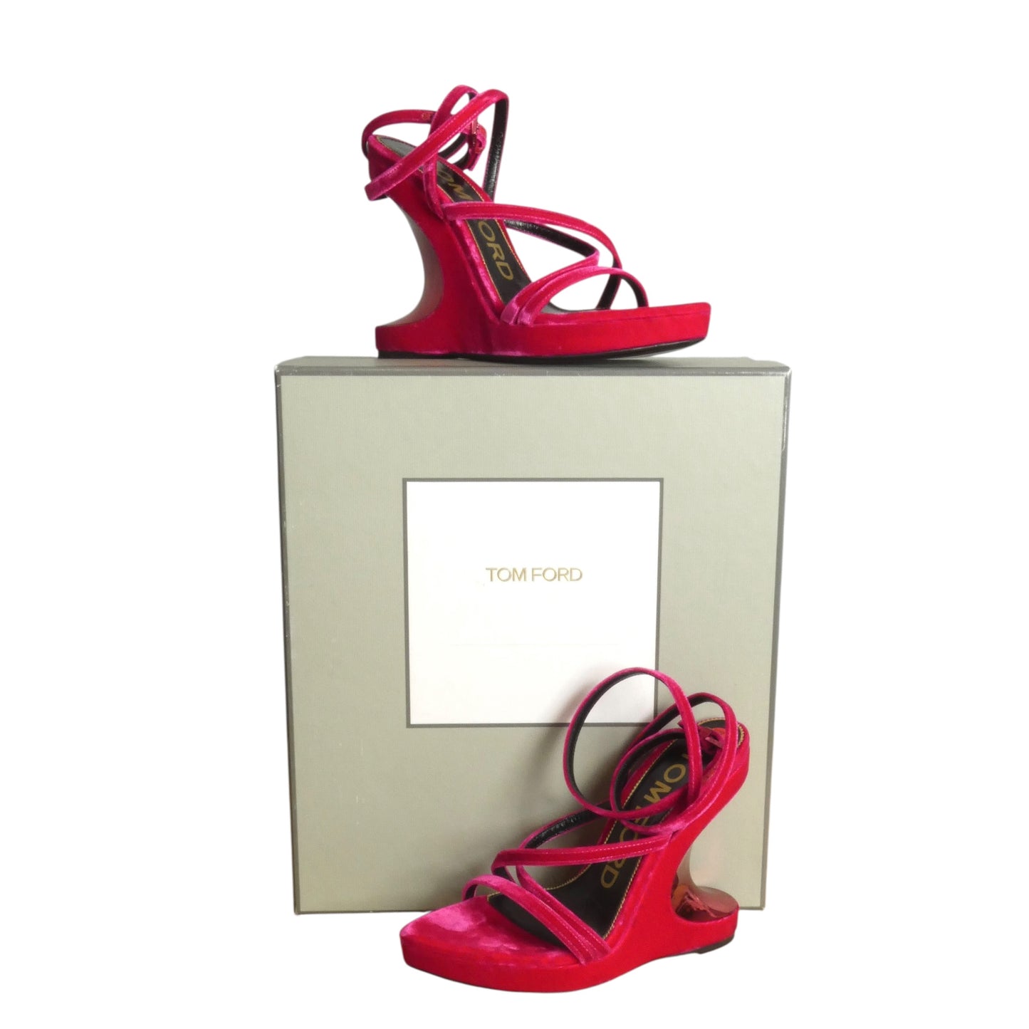 2022 NIB Velvet Wedge Sandals, Size-36.5