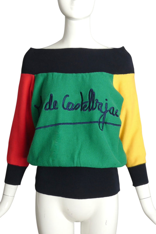 JC DE CASTELBAJAC- 1990s Color Block Sweater, Size 6