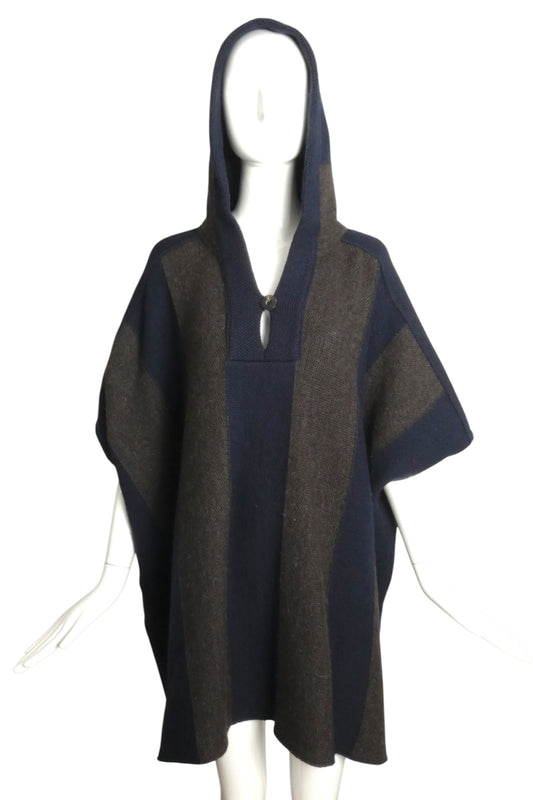 1990s Hooded Knit Poncho, One Size