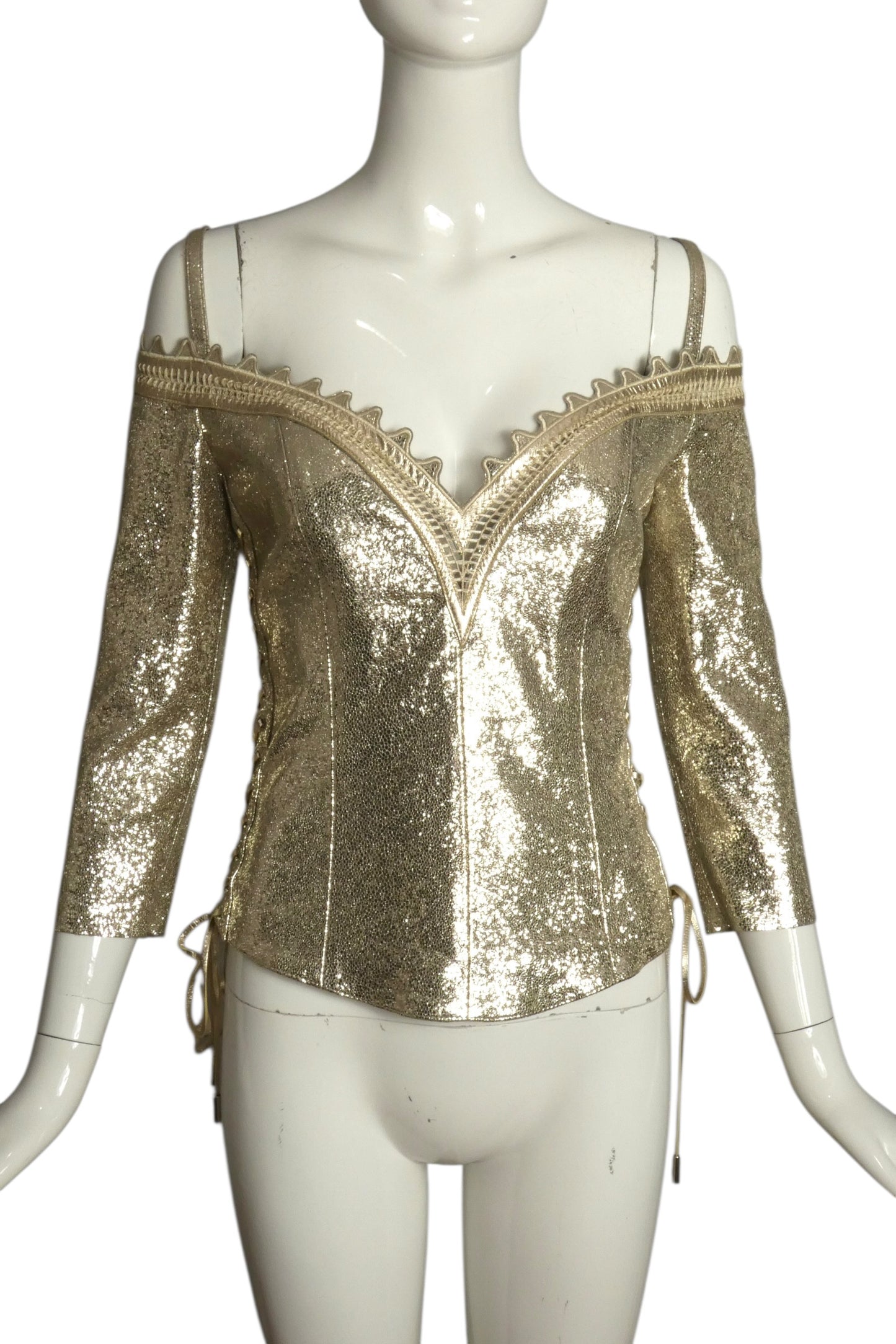 2010s NWT Metallic Leather Bodice, Size 8