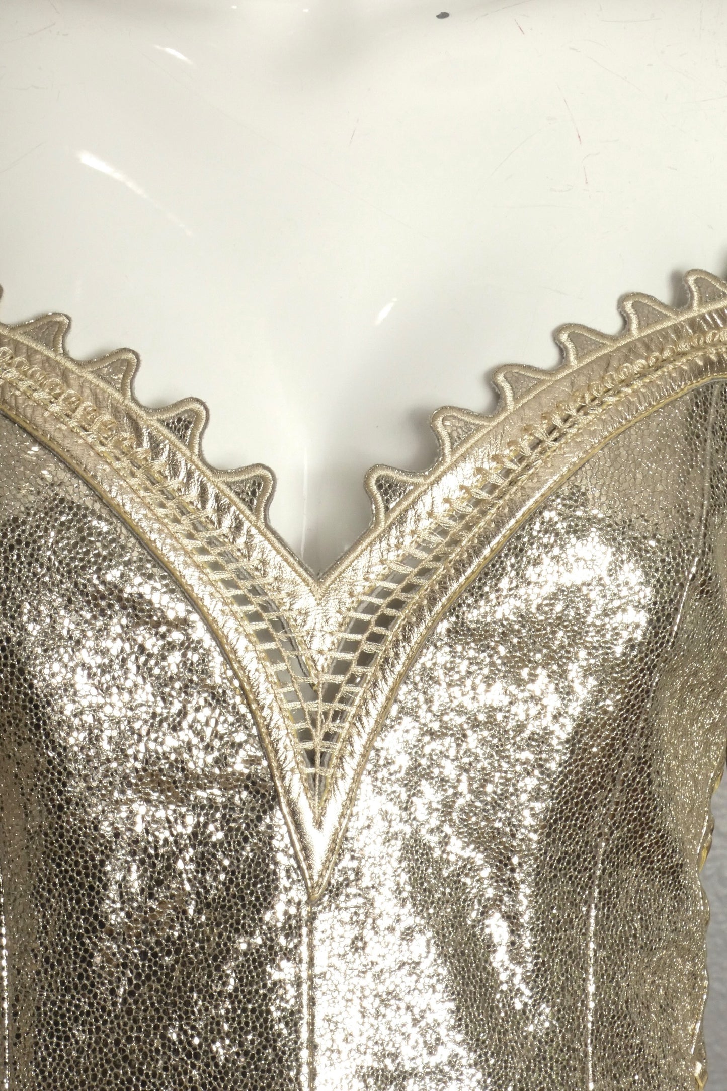 2010s NWT Metallic Leather Bodice, Size 8