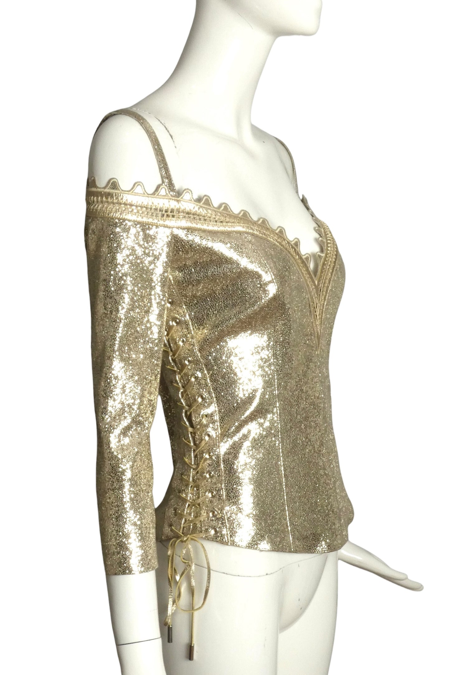 2010s NWT Metallic Leather Bodice, Size 8