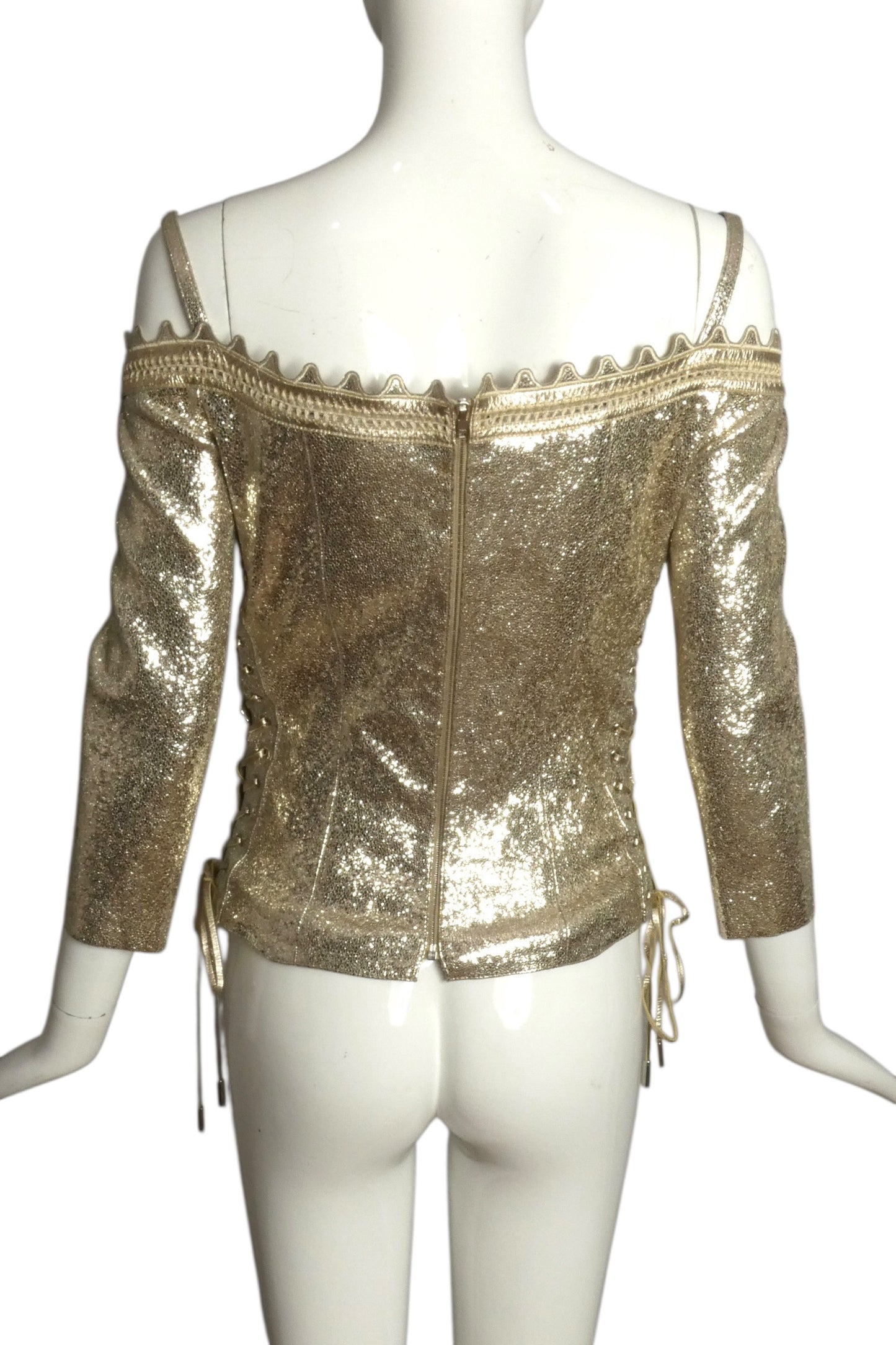 2010s NWT Metallic Leather Bodice, Size 8