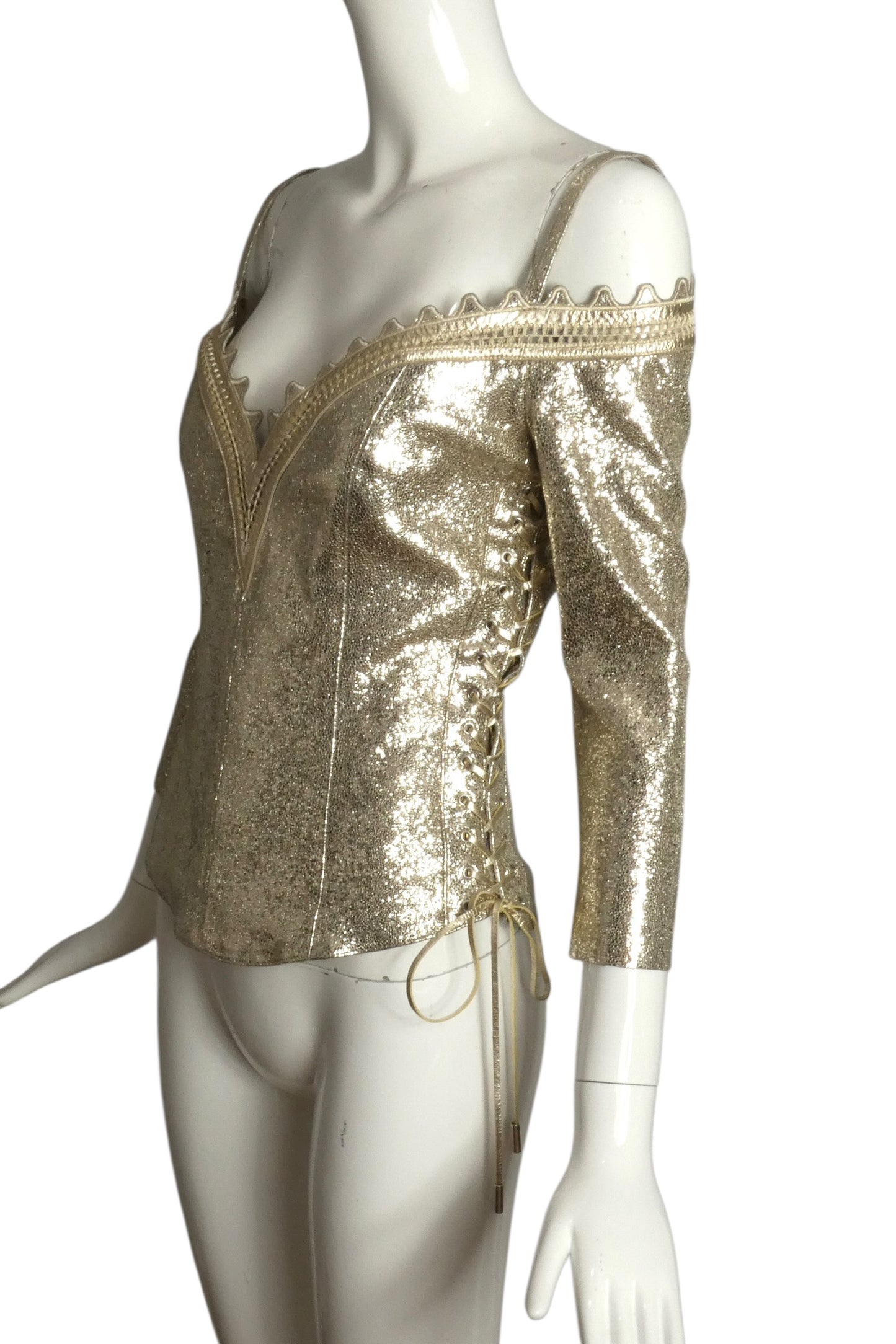 2010s NWT Metallic Leather Bodice, Size 8