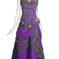 1990s Purple Silk Chiffon Floral Ball Gown, Size 2 Petite