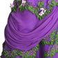 1990s Purple Silk Chiffon Floral Ball Gown, Size 2 Petite