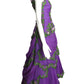 1990s Purple Silk Chiffon Floral Ball Gown, Size 2 Petite