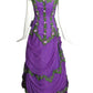 1990s Purple Silk Chiffon Floral Ball Gown, Size 2 Petite