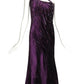 2000s Purple Sequin Velvet Trained Evening Gown, Size 2 Petite