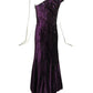 2000s Purple Sequin Velvet Trained Evening Gown, Size 2 Petite