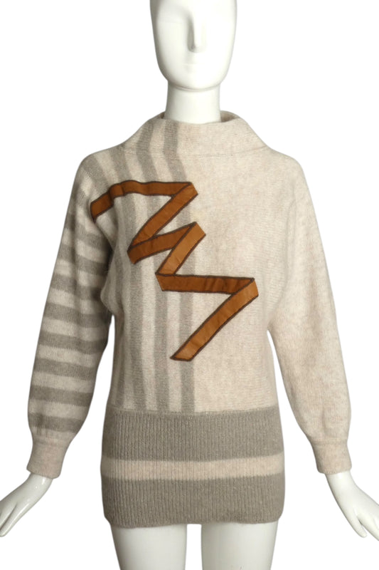 ICEBERG- 1980s Wool Blend Mock Neck Sweater, Size 8