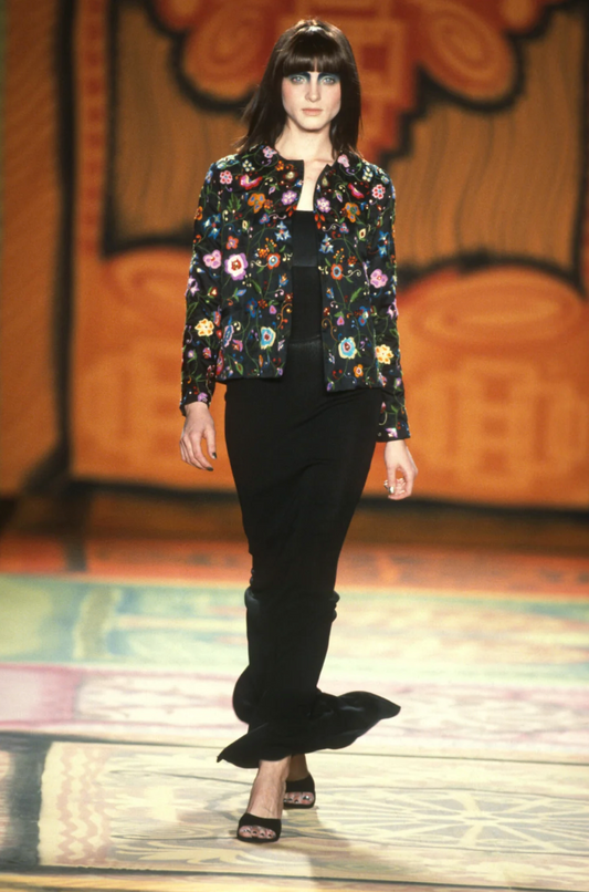 TODD OLDHAM- 1997 Floral Embroidered Satin Jacket, Size 10