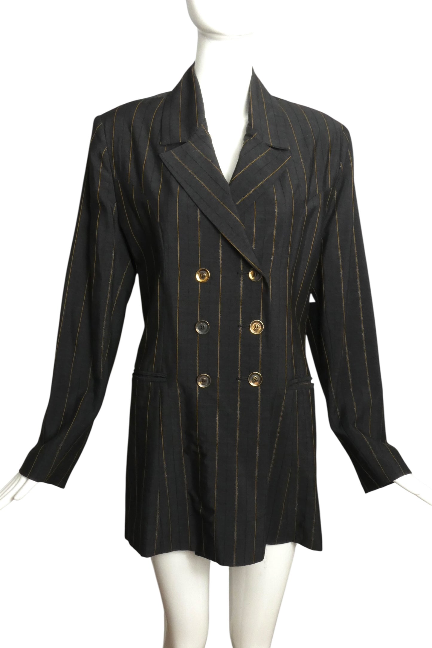 TODD OLDHAM- 1995 Pinstripe Double Breasted Blazer, Size 12
