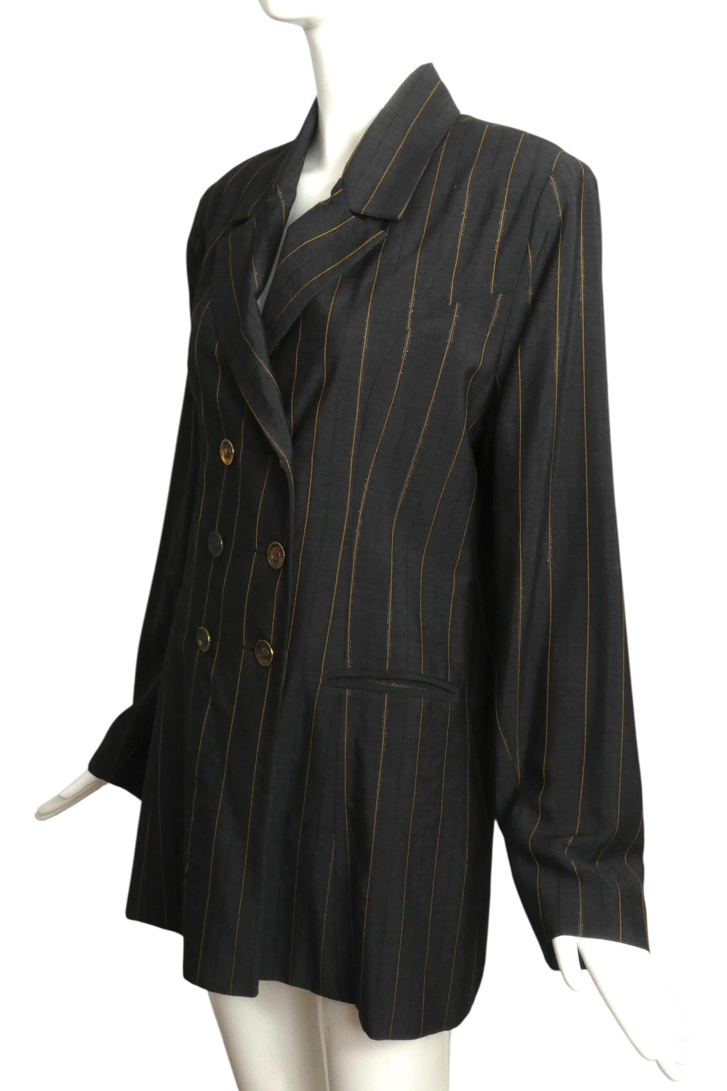 TODD OLDHAM- 1995 Pinstripe Double Breasted Blazer, Size 12