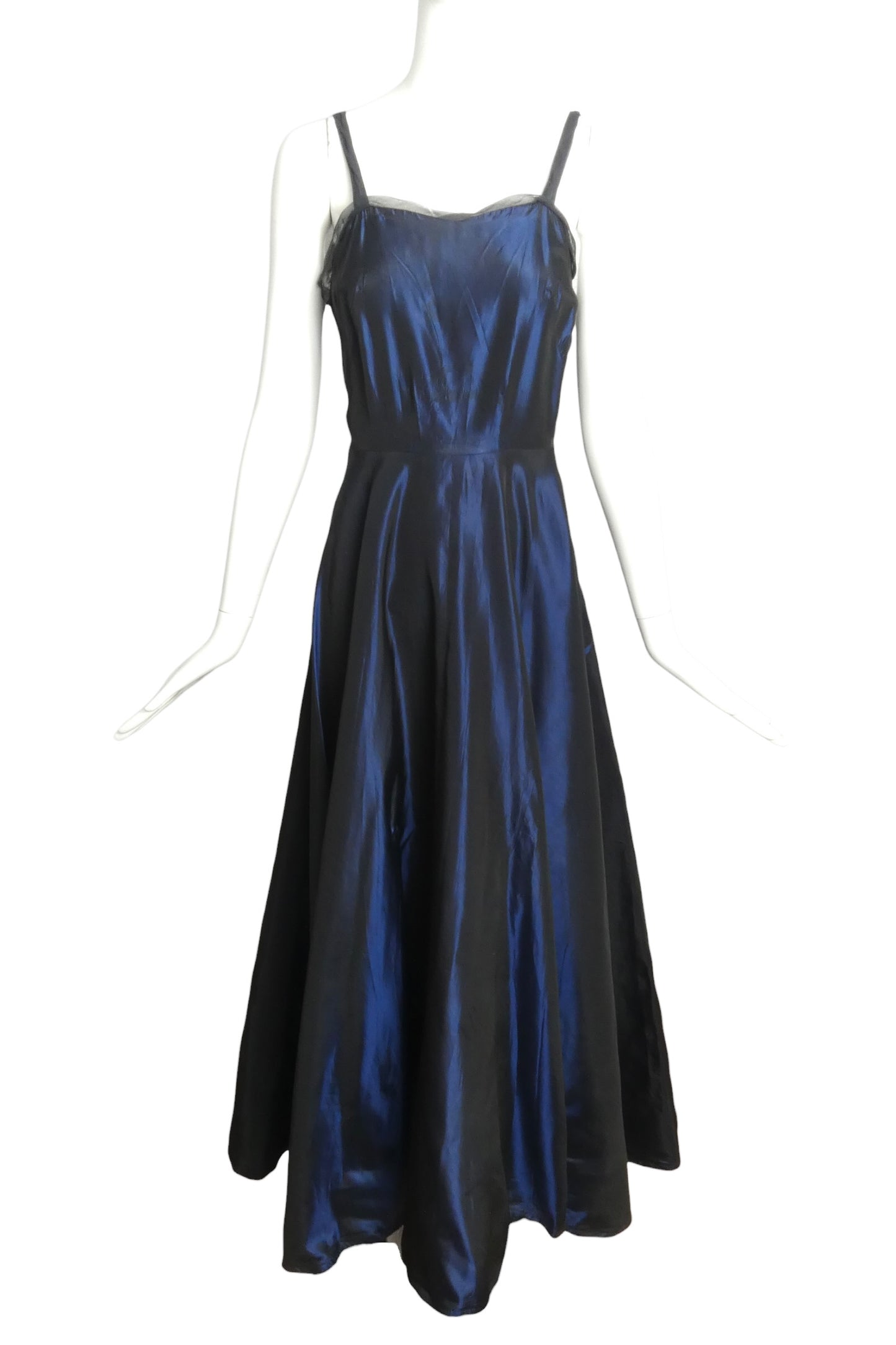 1950s Navy Iridescent Evening Gown, Size 6