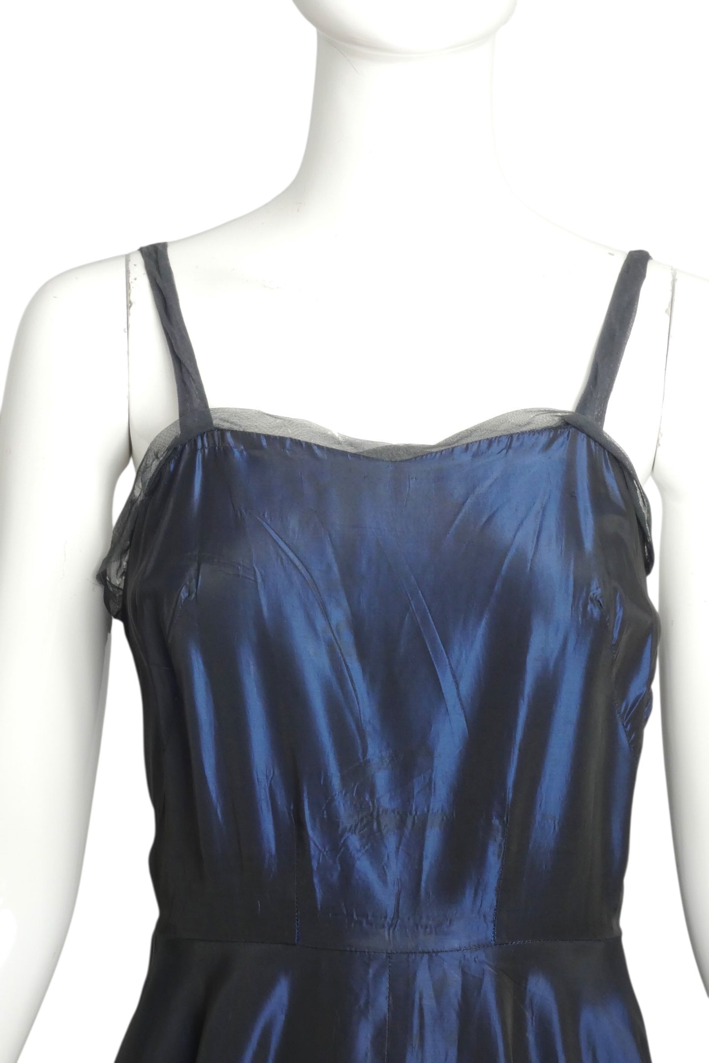 1950s Navy Iridescent Evening Gown, Size 6