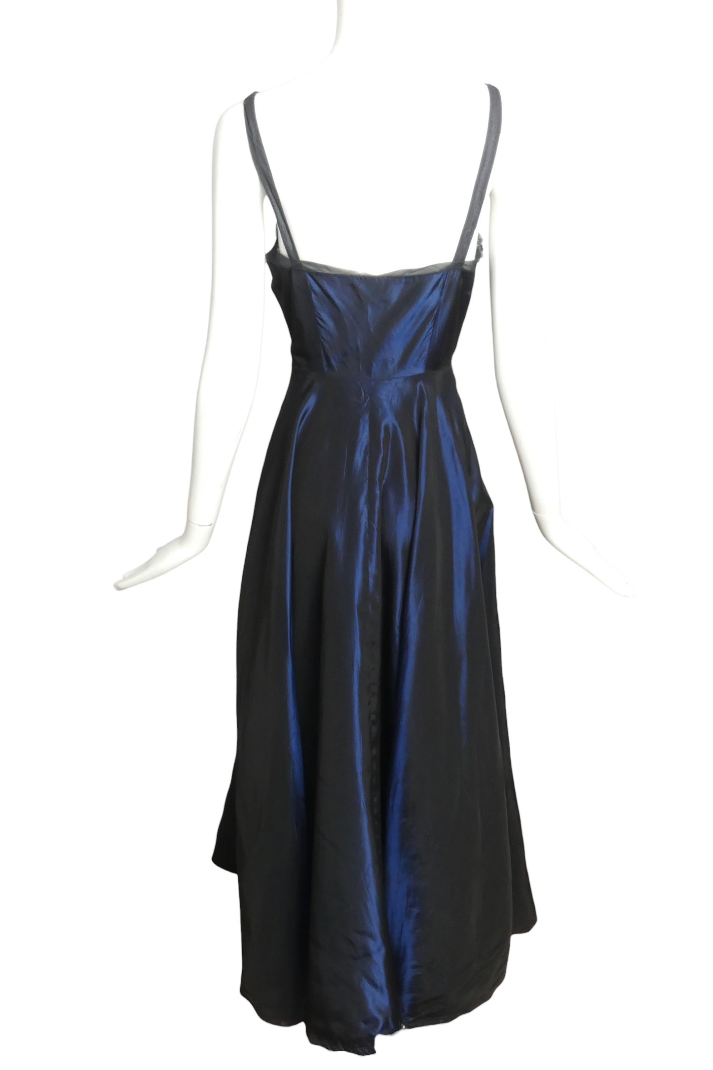 1950s Navy Iridescent Evening Gown, Size 6
