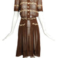 1930s Brown Embroidered Day Dress, Size 6