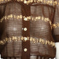 1930s Brown Embroidered Day Dress, Size 6