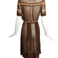 1930s Brown Embroidered Day Dress, Size 6