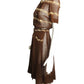 1930s Brown Embroidered Day Dress, Size 6