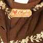 1930s Brown Embroidered Day Dress, Size 6