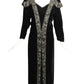 1930s Black Beaded Velvet Evening Gown, Size 10